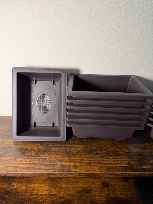 Rectangular Bonsai Training Pot with Drainage Tray – 4.5" x 6.5" x 2.5"